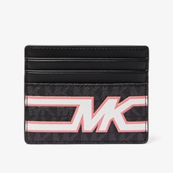 MICHAEL KORS MENS Cooper Graphic Logo Tall Card Case Style# 36S3LCOD2B PINK NWT