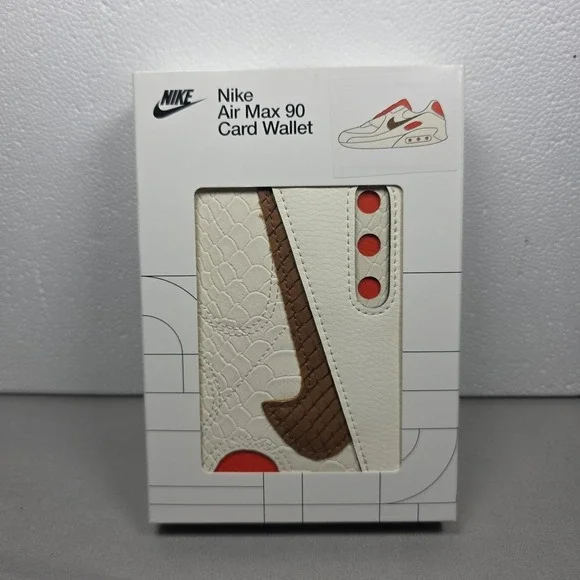 Nike Icon Air‎ Max 90 Sneaker Card Wallet Ivory Brown Red NEW