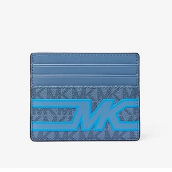 Michael Kors Cooper Graphic Logo Tall Card Case Denim Multi 36S3LCOD2B NWT