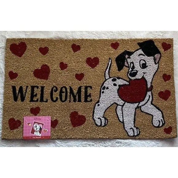 Disney 101 Dalmatians Coir Door Mat Outdoor Valentines Love Hearts 18 X 30” NEW‎