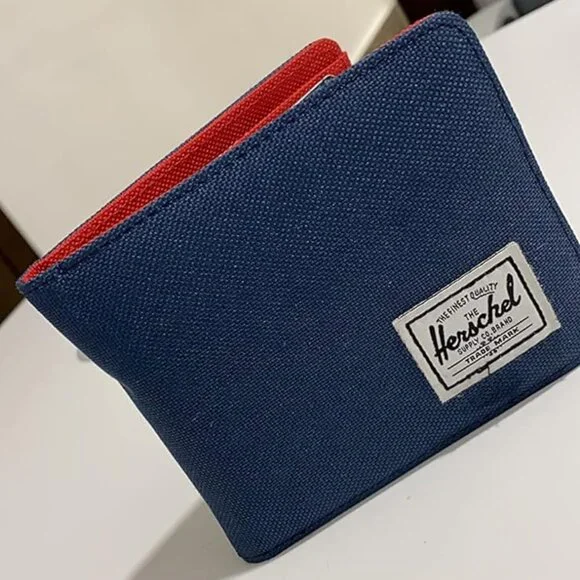 Herschel unisex adult Roy RFID Bi Fold Wallet, Navy/Red, One Size US