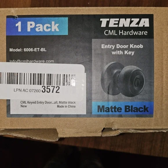 CML Hardware Matte Black Keyed Entry Door Knob for Entrance, Exterior and Int...