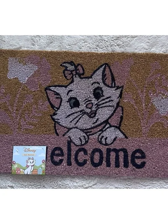 Disney The Aristocats Marie Butterfly Flower Coir Welcome Door Mat 18” X 28” NEW