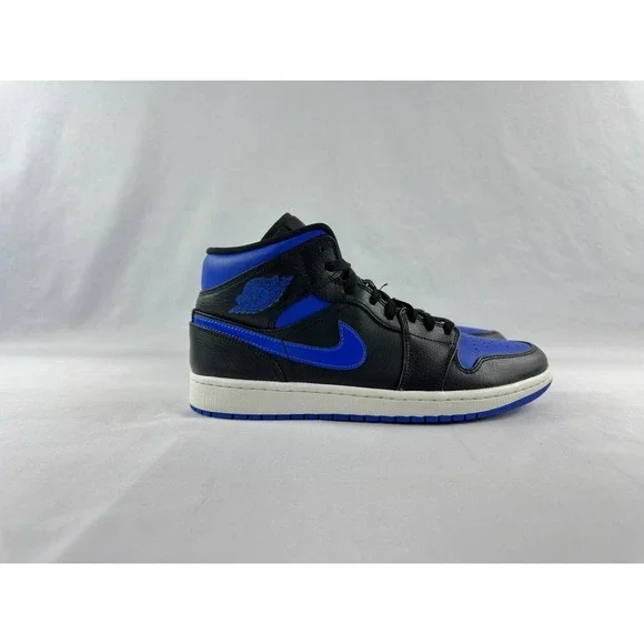 Nike Air Jordan 1 Mid 'Black Hyper Royal' 554724-068 Me's Size 9.5
