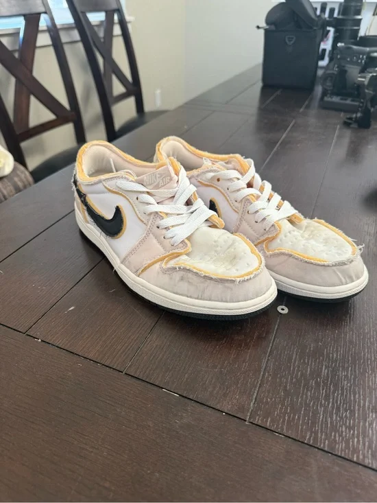 Jordan Low Top Sneakers White Black Yellow Accent