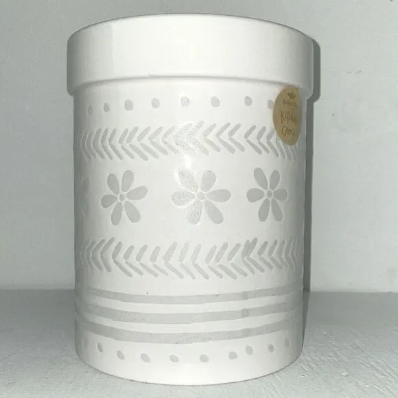 Beautiful flower pattern floral print ceramic kitchen crock storage utensil