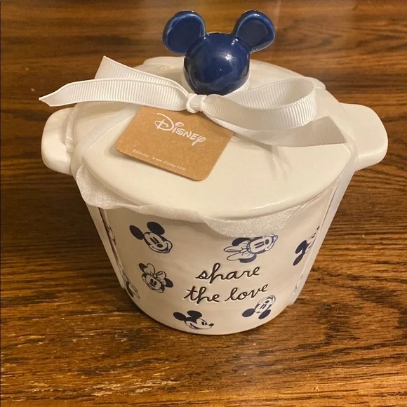 Rae Dunn Disney Mickey Minnie Mouse Mini Baker Blue White Share The Love NWT