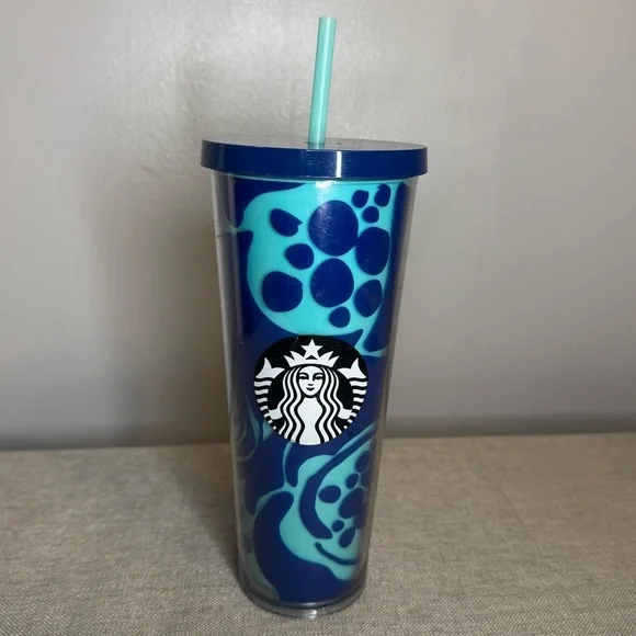 Starbucks 2014 Venti Teal Black Tumbler with Lid