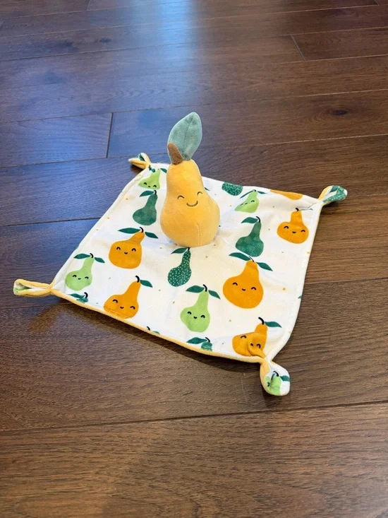 Pear Print Pear-Shaped Plush Lovey - Yellow & Green C34-017