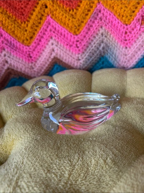 vintage clear glass duck