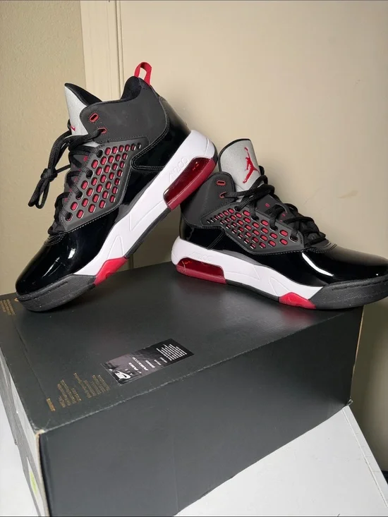Jordan Kids Black, Red and White High-Top Sneakers