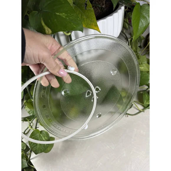 Glass Microwave Turntable Plate 11.5 inch Diameter Replacement Dish W/ Roller