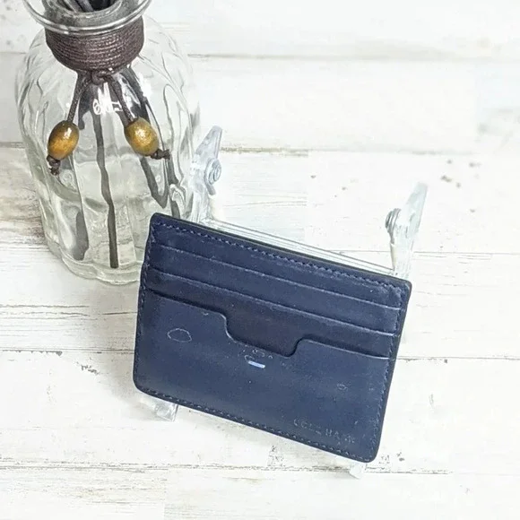 Cole Haan wallet, front pocket, leather, navy blue, card holder