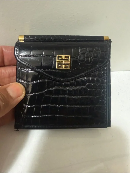 Givenchy Black Croc-Embossed Compact Wallet with Gold Hardware. Is vintage