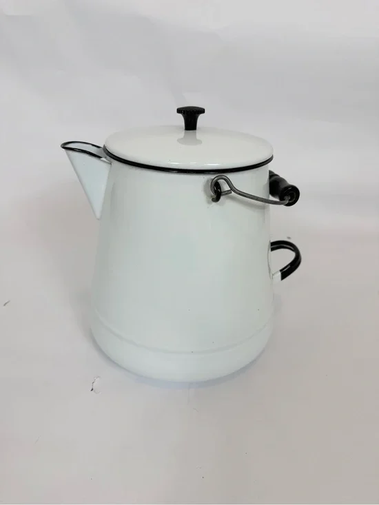 VTG White Enamel Cowboy Kettle/Coffee Pot Lid