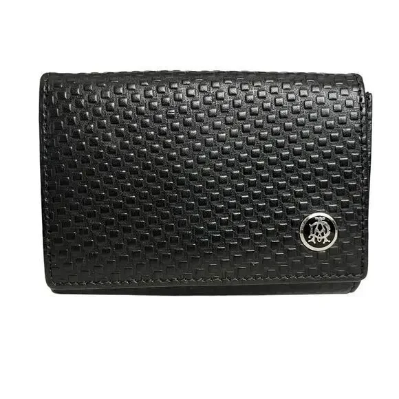 Dunhill Micro D-Eight Black Leather Snap Wallet Card Holder Coin Case