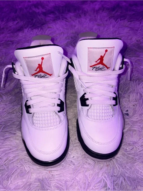 Jordan White Sneakers with Red Logo and Black Accents