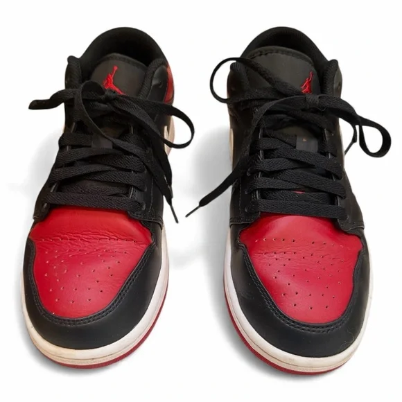 Air Jordan 1 Low Alternate Bred Toe Black White‎ Red 553558-066 Mens Size 7