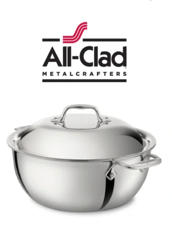 All-Clad Brushed Stainless Steel 5.5-Qt Dutch Oven with Dome Lid Stock Pot