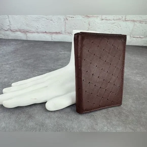 Pierre Cardin Mens Brown Perforated Leather Trifold Wallet