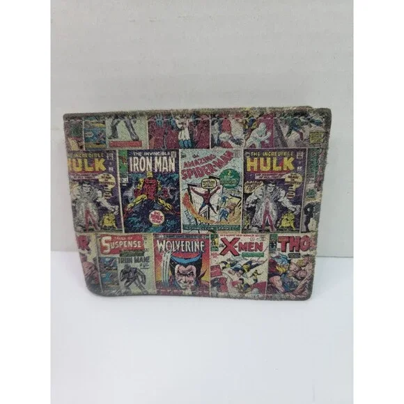Marvel Comics Genuine Leather Wallet Spider-Man Hulk X-Men Wolverine Thor Worn