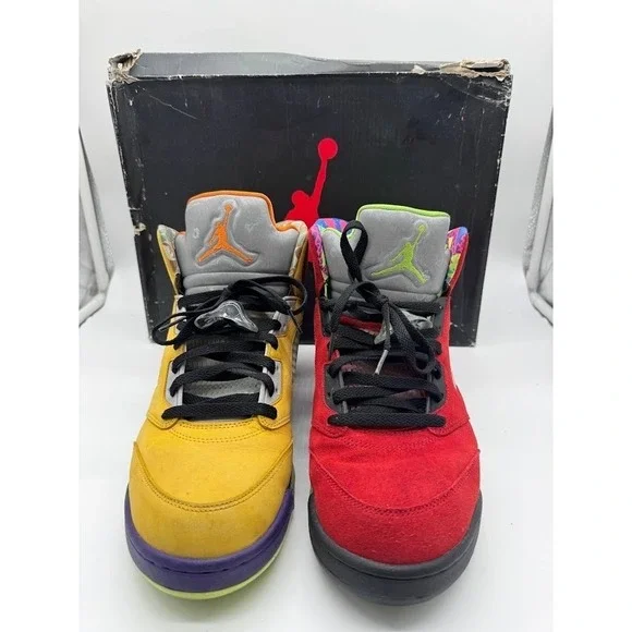 Air Jordan 5 Retro What The Mens Sneakers Yellow Red CZ5725-700 Size 13