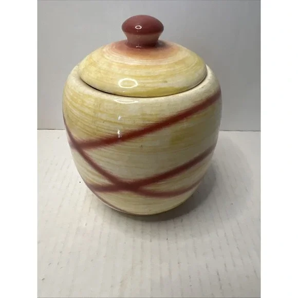 Modern by Hull Pottery Grease Jar 1950's-63 Oven Proof USA Plaidware