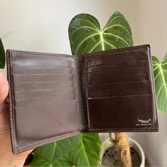 BOSCA Wallet Saddler Collection Brown Leather Bifold Vintage