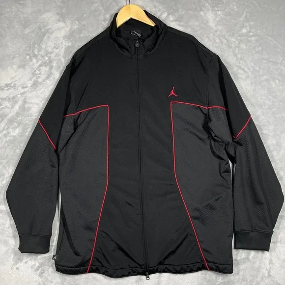 Jordan Mens XXL Black Red Piping Full Zip Track Jacket Jumpman Logo 5653