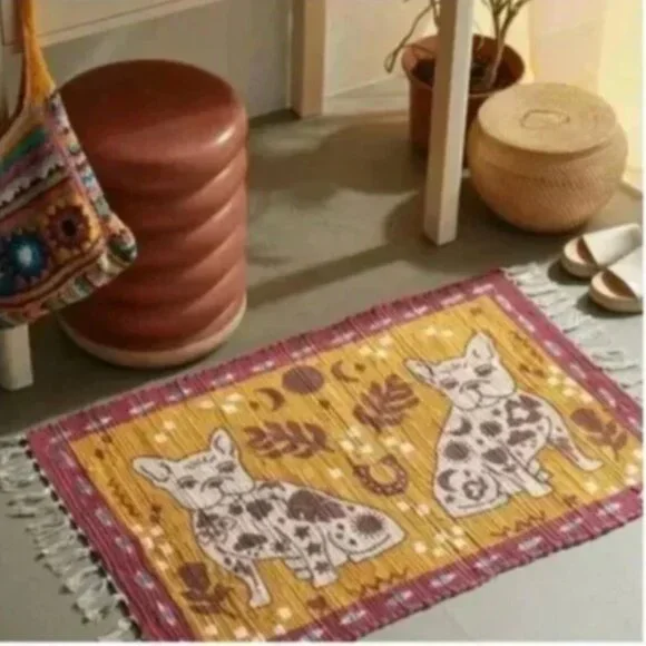 ⭐️ Tattooed Frenchie Dog Puppy Boho Peasant Hipster Hippie Deco Printed Mat Rug