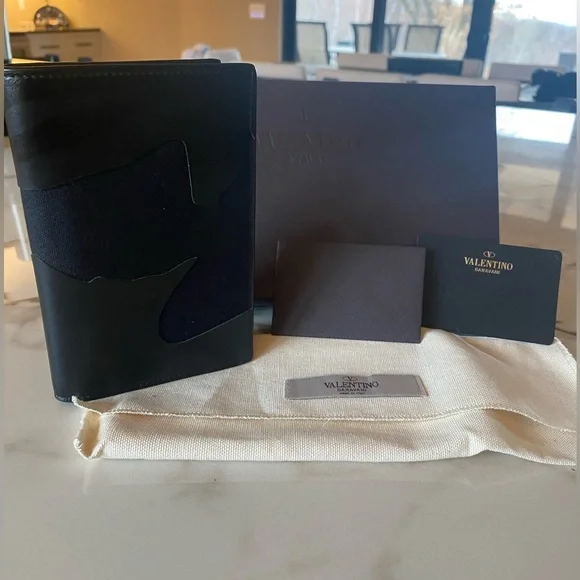 Valentino Camouflage Leather Passport Holder
