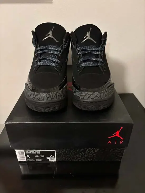 Air Jordan 3 Retro 'Black Cat' 2025 (CT8532-001).8 men’s.