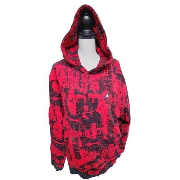 JORDAN Hoodie Pullover Size Medium Red/Black