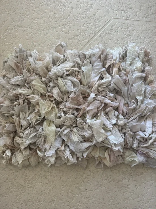 Plush Shag Rag Rug in Neutral Beige and Cream - Brand Unspecified