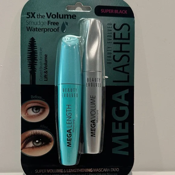 Beauty Evolved Mega Lashes Super Volume, Lengthening Mascara Duo Set.