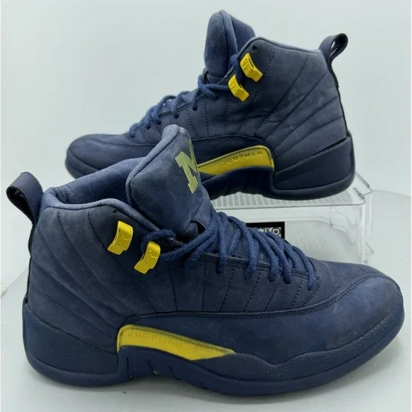Nike Air Jordan 12 Retro Michigan BQ3180-407 Blue Yellow Mens Size 9