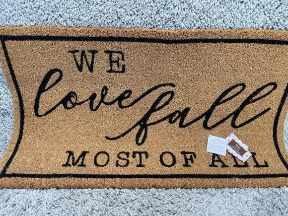 Natural Black We Love Fall Most Of All Outdoor Coir Doormat Home Decor New