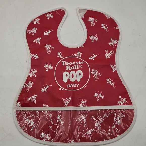 Vintage RARE Tootsie Roll Red Baby Bib Collectible Tootsi Roll Pop