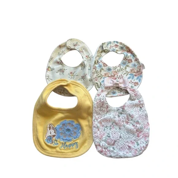 Bibs Set Kids 0-3M Multicolor Excellent Floral Lace‎ Mushroom 4Pc