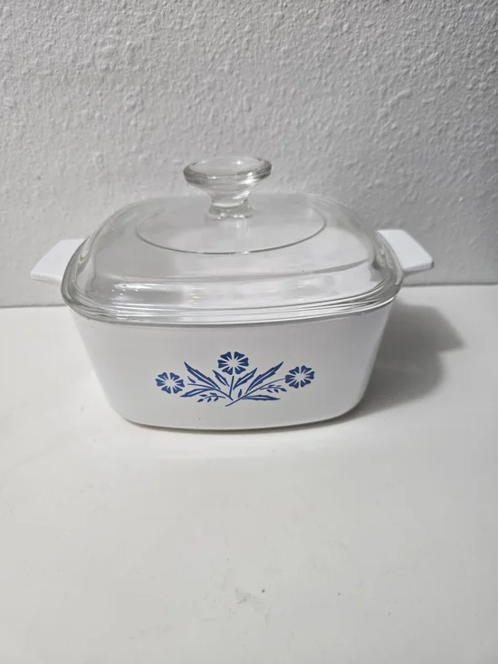 CorningWare Blue Floral Covered Casserole Dish - White with Blue