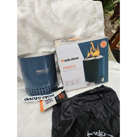 SOLO STOVE Mesa Tabletop Fire Pit Patio Camping Dual Fuel Blue Nex Gard NEW