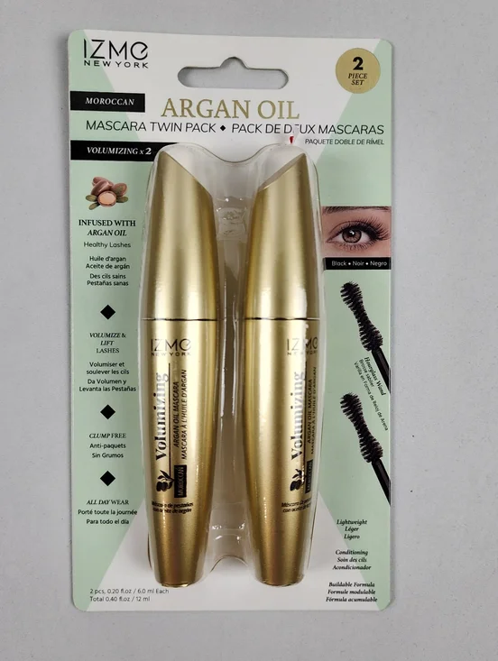 IZME New York Argan Oil Volumizing Black Mascara Twin Pack - Gold Container