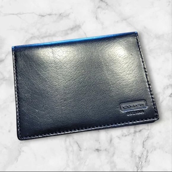Vintage Coach Pass Case Leather Bifold Commuter Pass Leather Black Like New