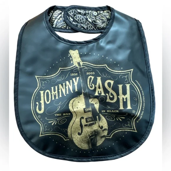Johnny Cash Baby Bib “The Man In Black”‎ Thread Shop Unisex Boys/Girls Baby