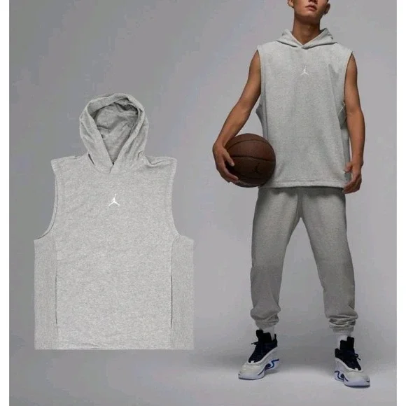 Jordan Jumpman tracksuit set wit sleeveless hooded sweatshirt and pants gray 3XL