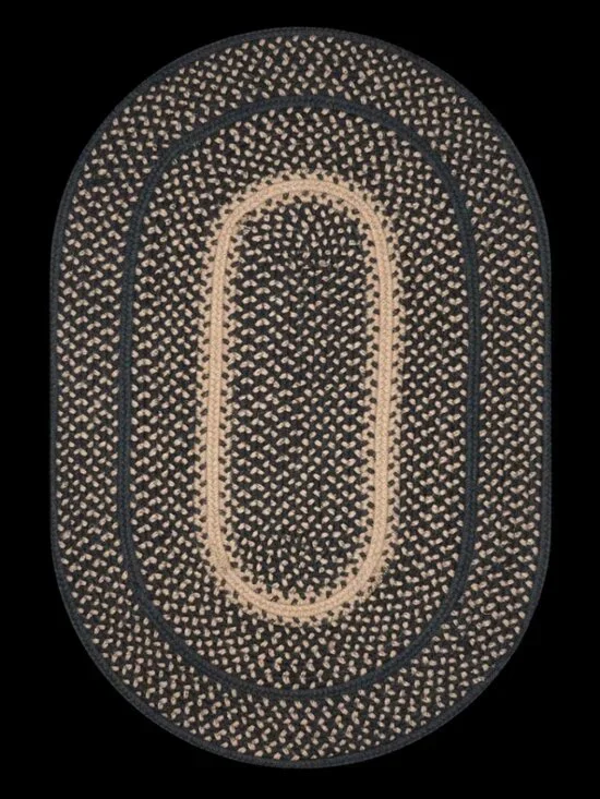 Manchester Black and Khaki Braided Rug 20 x 30 by Homespice