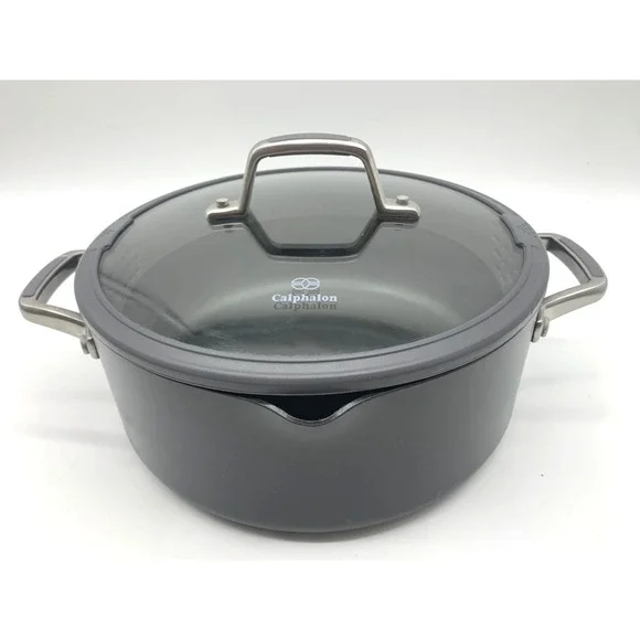 Calphalon Hard Anodized Dutch Oven 5 Qt 8785 with Glass Straining Lid Nonstick