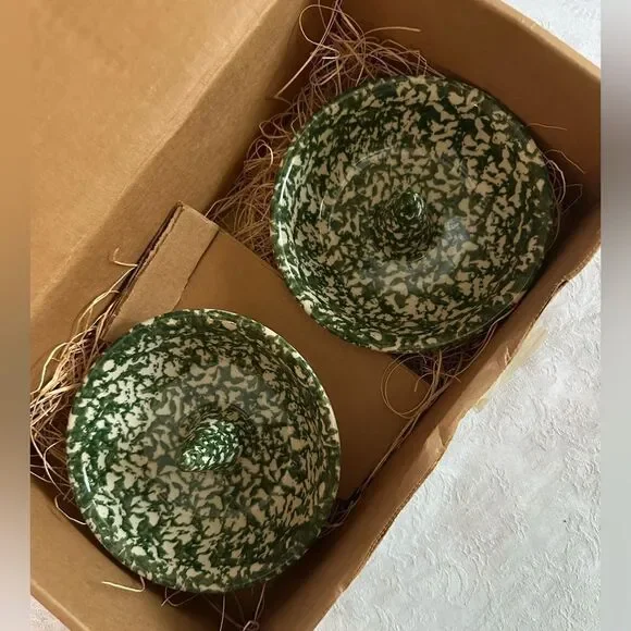 Apple Baker The Workshops Of Gerald E. Henn Green Spongeware Set of 2