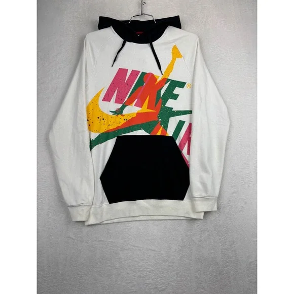 2000s Nike Jordan Air Jumpman Hoodie Mens Medium White Multicolor Graphic