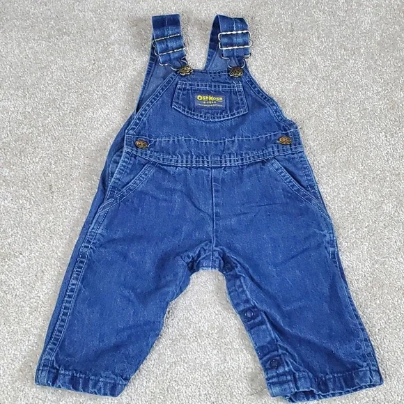 OSHKOSH B'Gosh Baby Bib Blue Jean Denim Overalls Size 9‎ Months